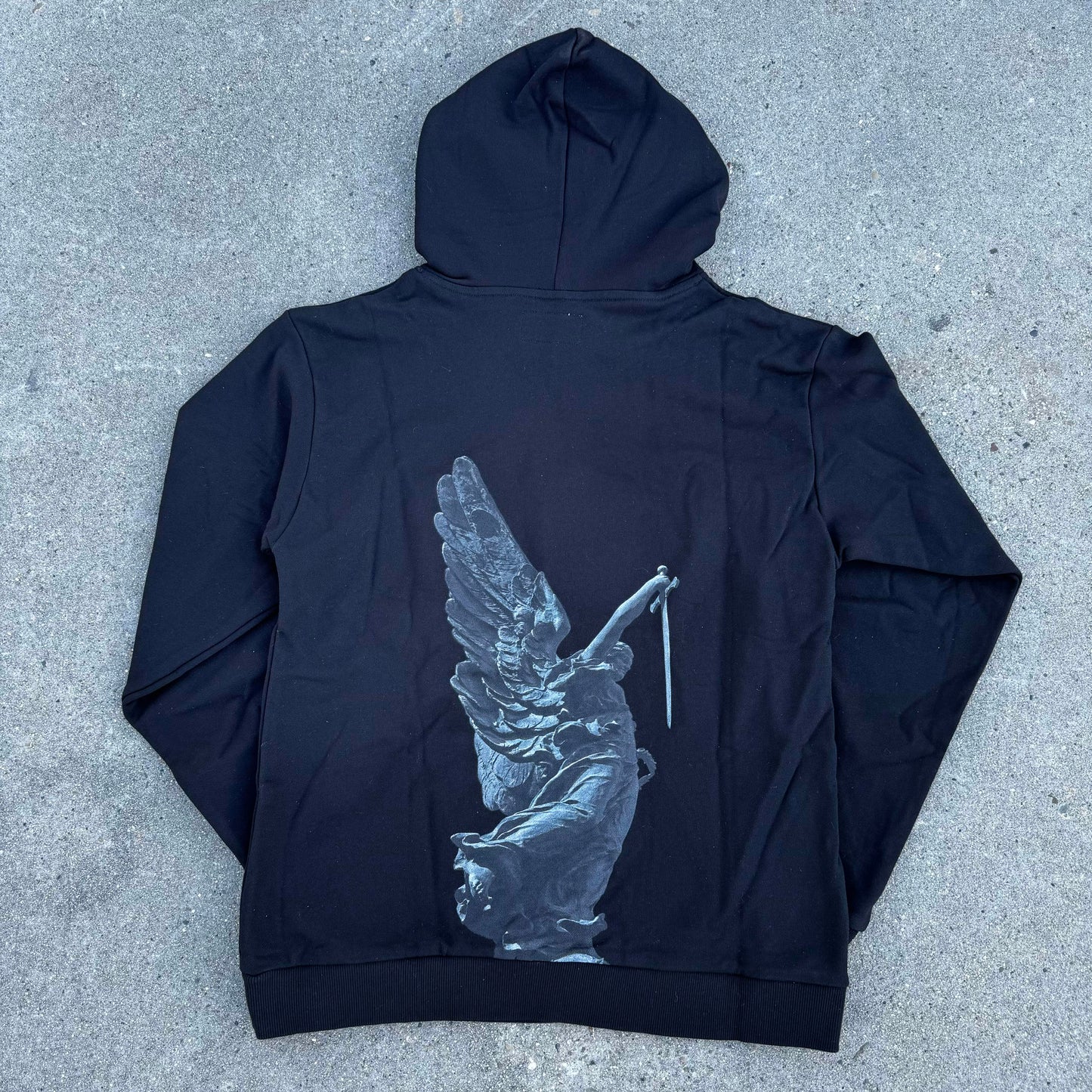 Black Puff-Print Hoodie